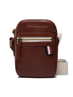 Tommy Hilfiger Sacoche Premium Leather Mini Crossover AM0AM08455 Marron